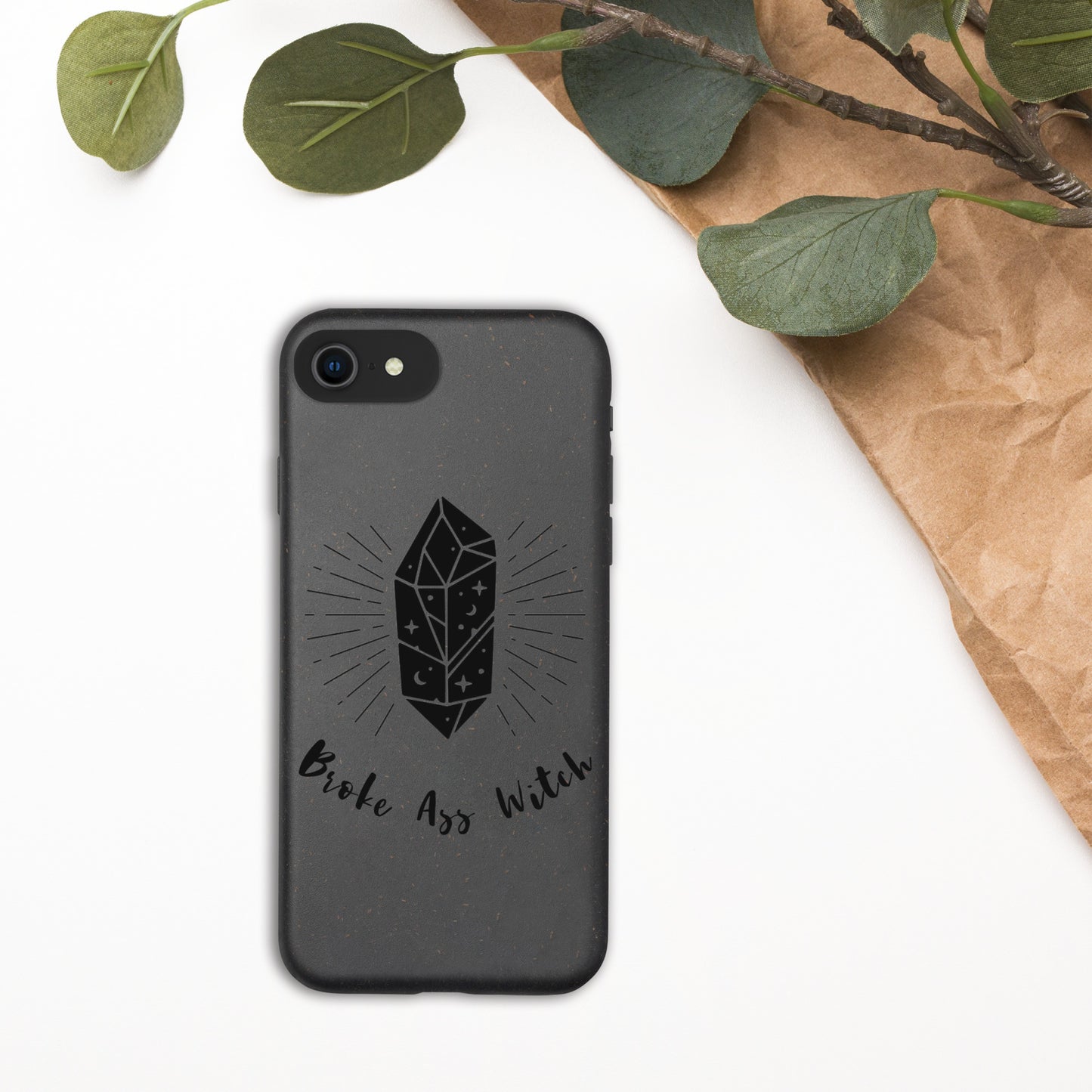 'Broke Ass Witch' Speckled Biodegradable Case for iPhone®