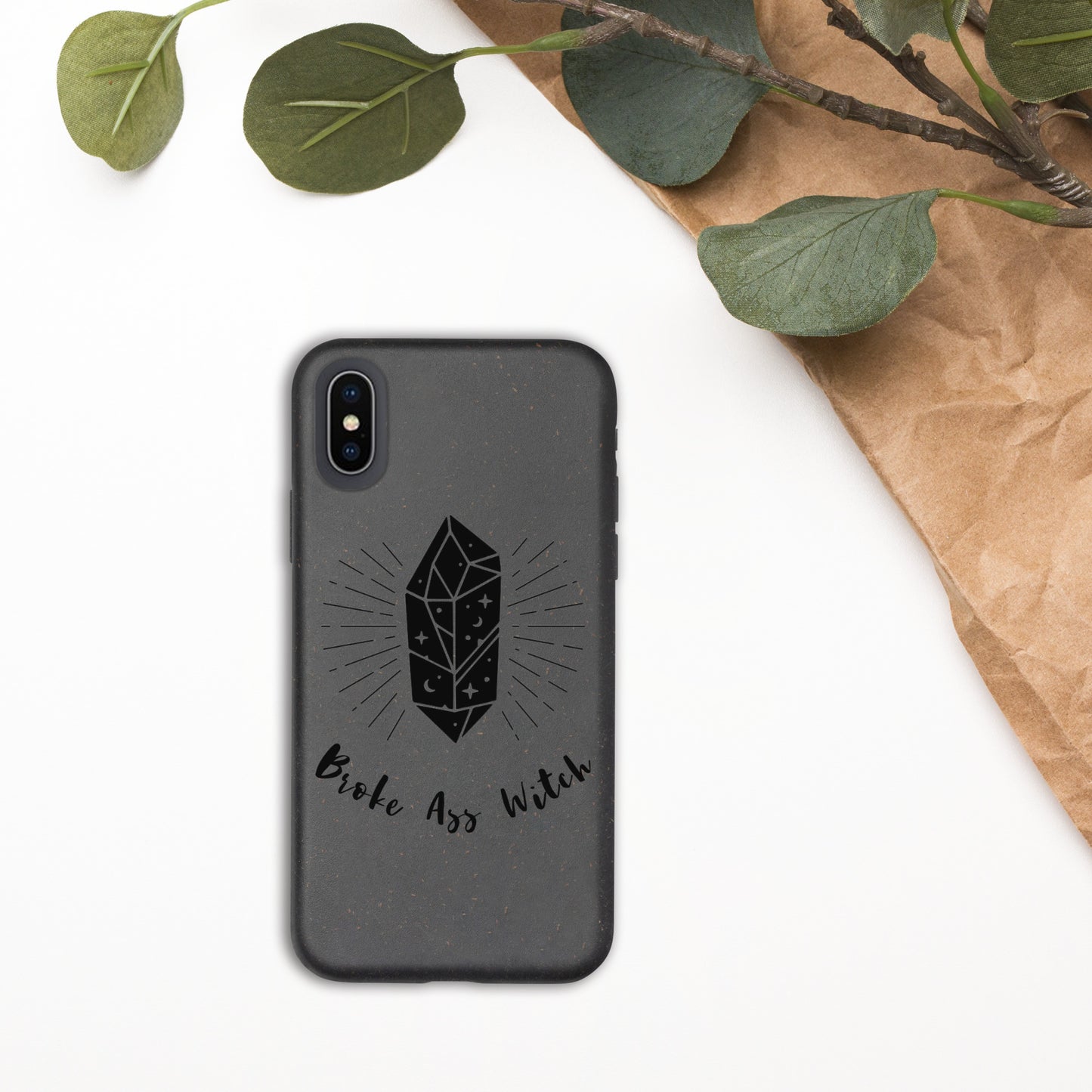 'Broke Ass Witch' Speckled Biodegradable Case for iPhone®